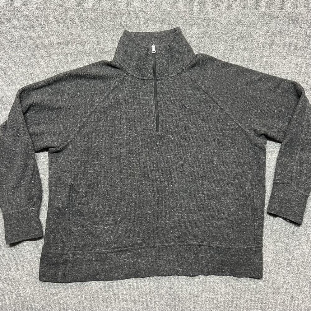 Nike Pullover Womens Large Gray 1/4 Zip Long Sleeve Knit Sweatshirt Top Athletic